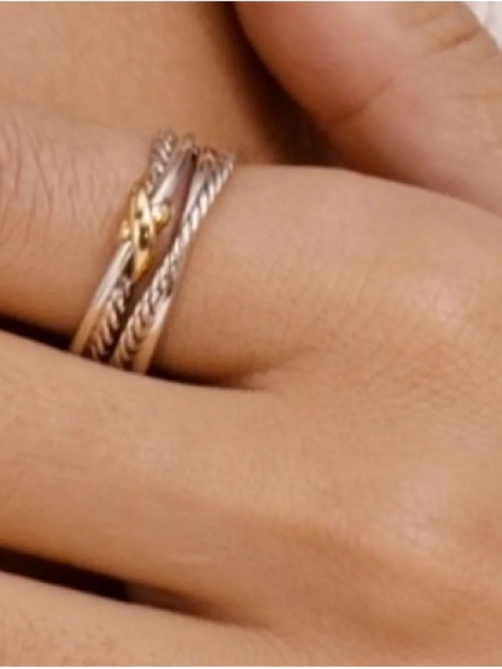 David Yurman Sterling Silver Multi-Band Ring with Gold Accent